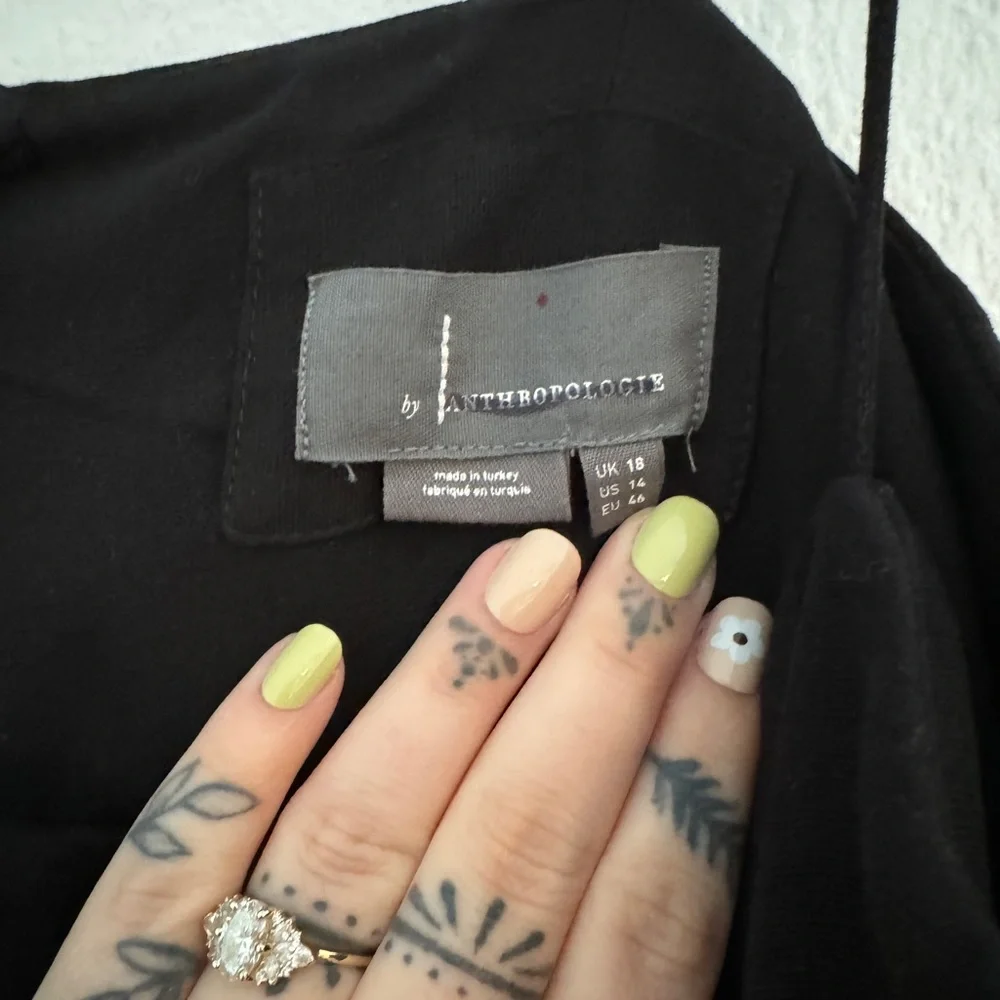 🖤 NWOT Anthropologie Linen Blend Black Midi Dress - Picture 7 of 7